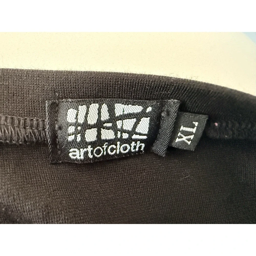 Art of Cloth Women Cardigan Jacket XL Black Abstract Draped Open Front Made USA‎